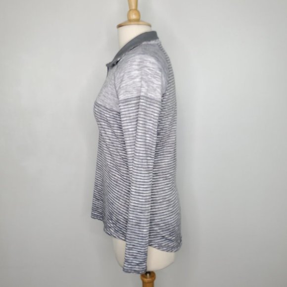 Avia Gray Heathered Striped Popover Activewear Soft Inside Micro Fleece Top M - Picture 5 of 13